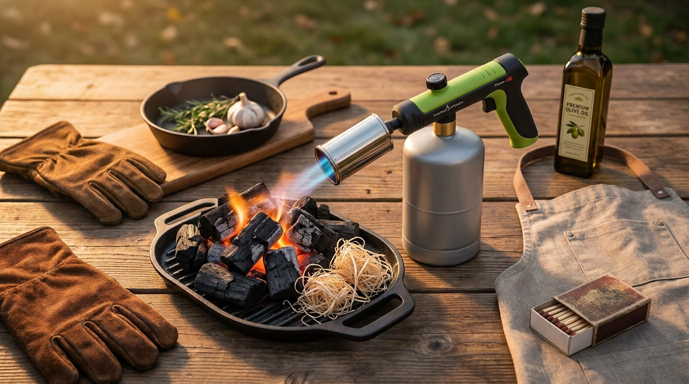 Using the Adjustable Propane Cooking Flame Torch for BBQ