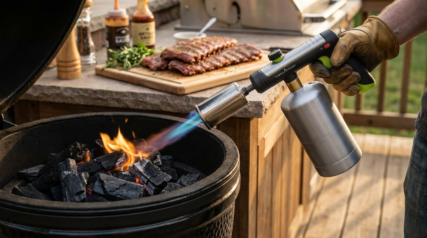 Adjustable Propane Cooking Flame Torch Framework for BBQ