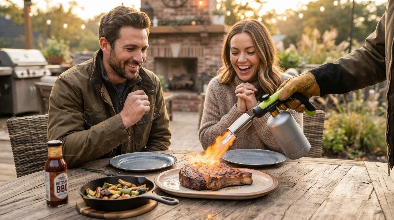 Using the Adjustable Propane Cooking Flame Torch as a Broiler