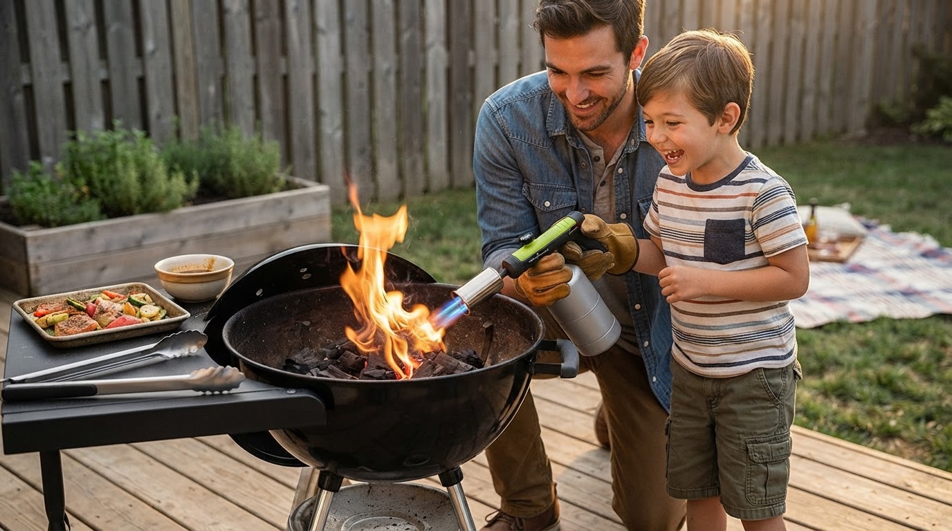 Adjustable Propane Cooking Flame Torch Fire Start Methods