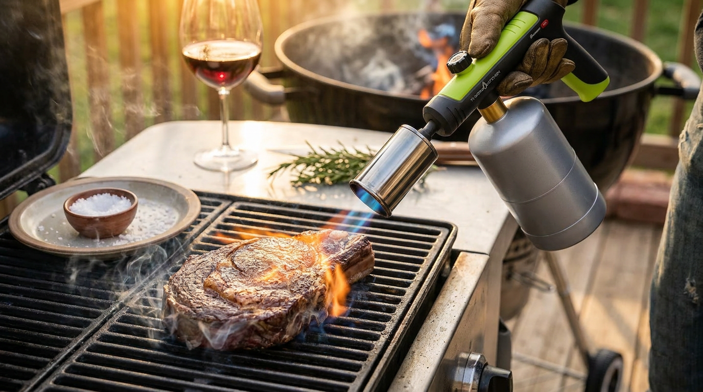 Searing Steak with the Adjustable Propane Cooking Torch