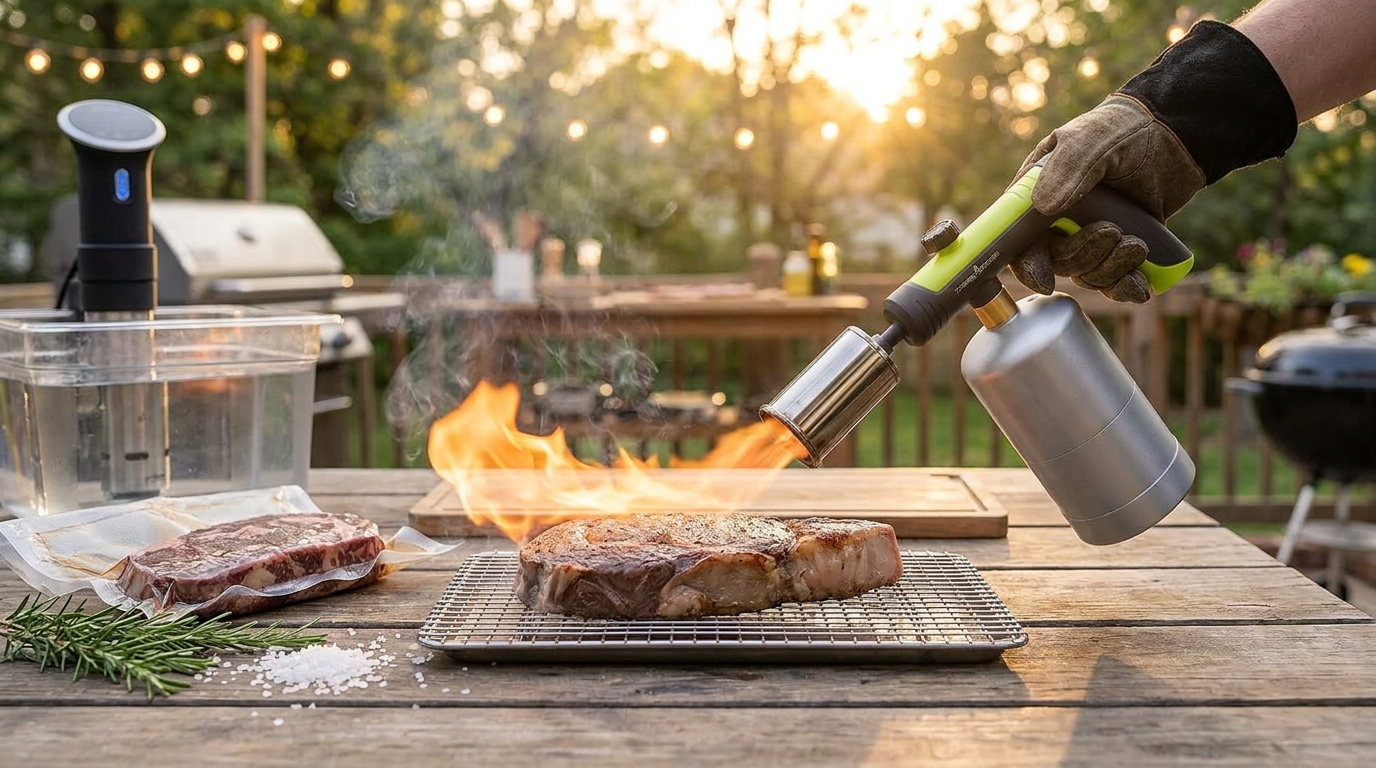 Why use an Adjustable Propane Cooking Flame Torch for sous vide?
