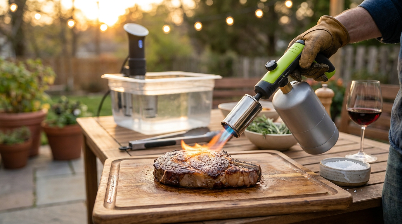 How to Use an Adjustable Propane Cooking Flame Torch for Sous Vide?