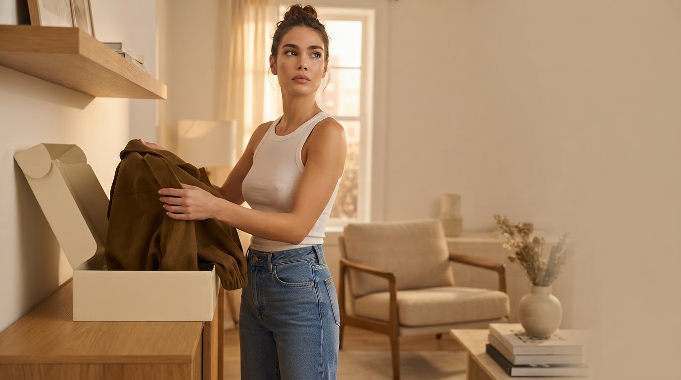 How does a Vintage Suede Jacket fit 90s minimalism?