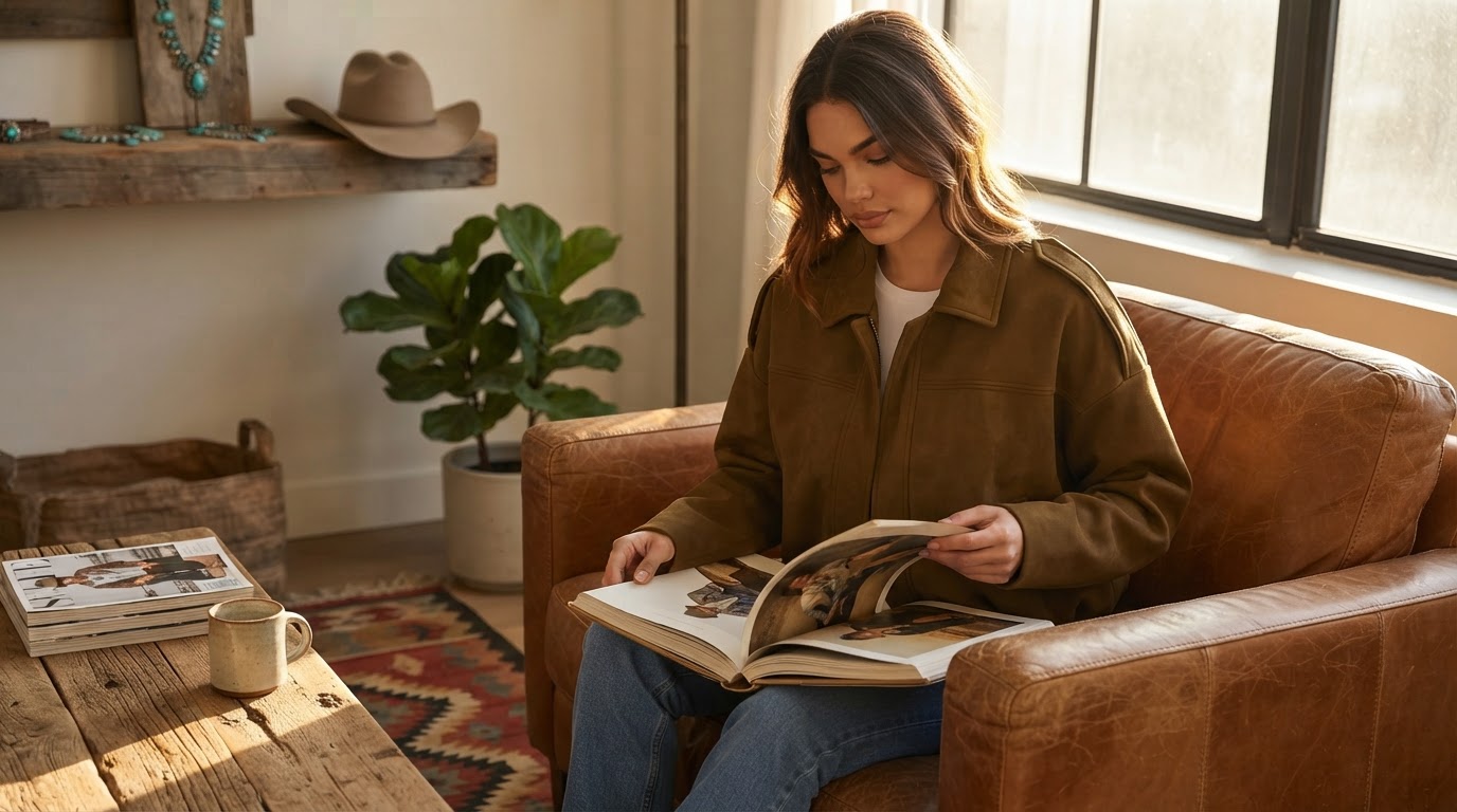 What defines a genuine vintage western suede jacket?