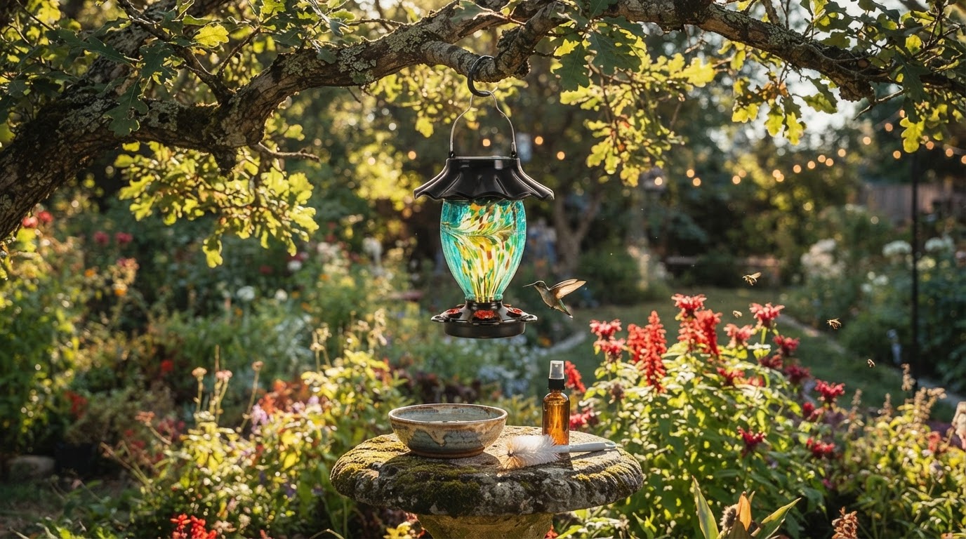 How do I deter bees from a Solar Hummingbird Feeder?