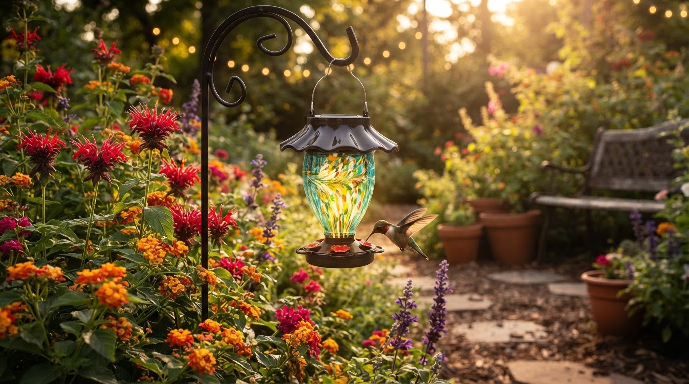 How to Design a Hummingbird Haven with Flowers and Solar Feeders