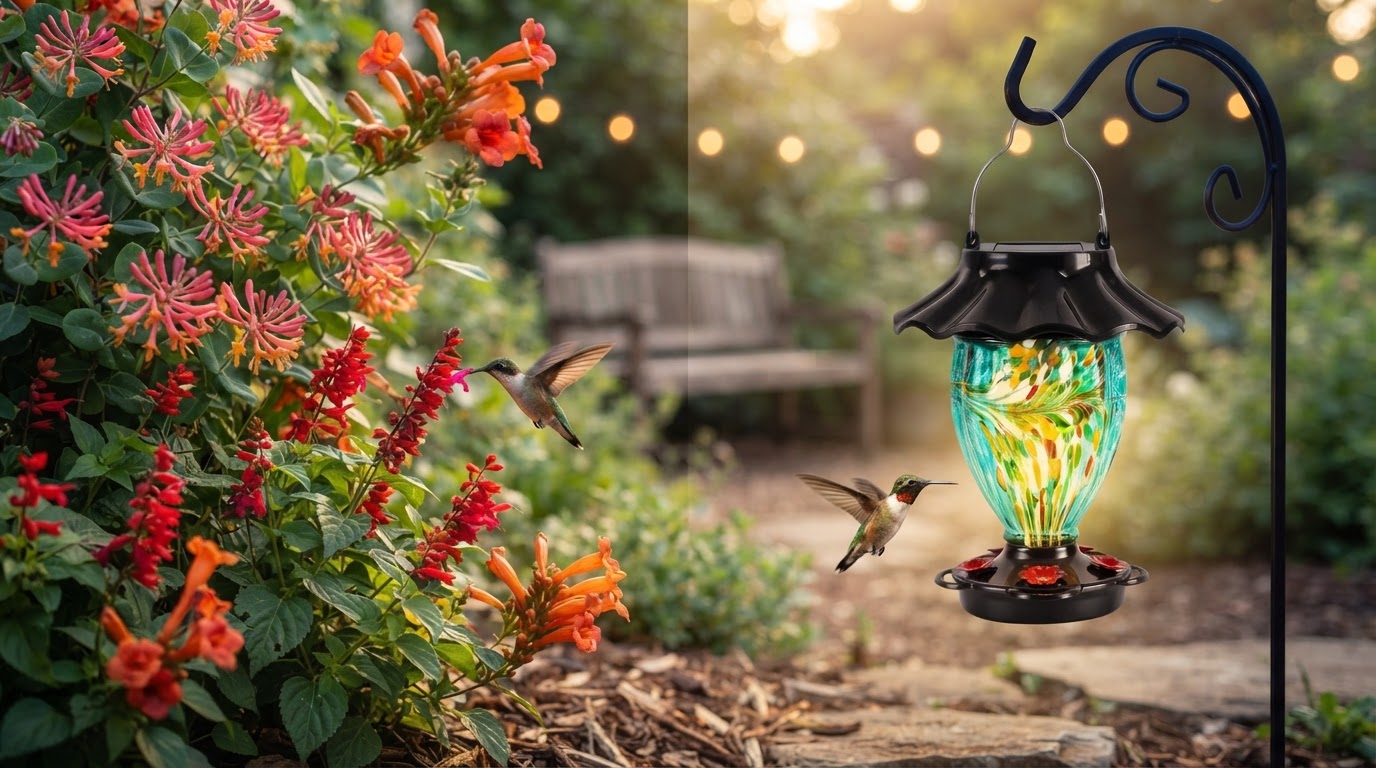Live Nectar Plants vs. Glass Solar Feeders: Which Attracts More Hummingbirds?