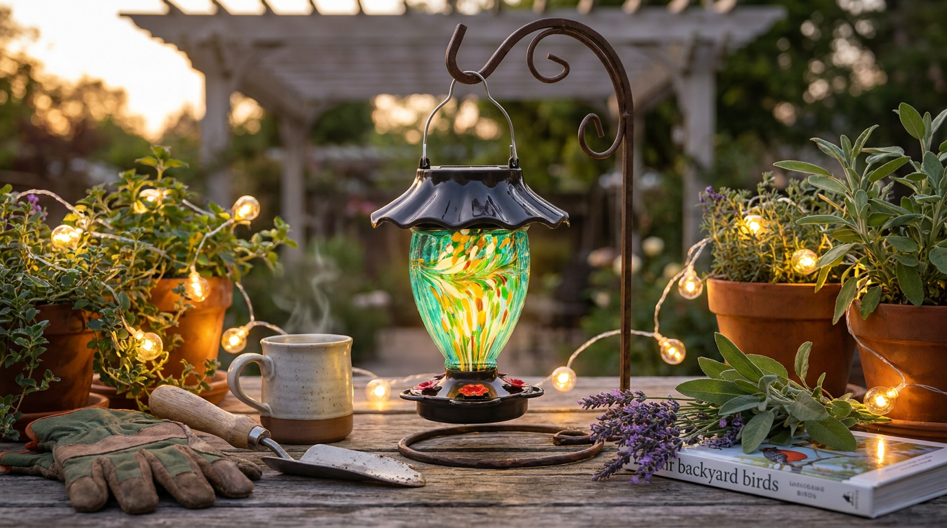 Selecting a Solar Hummingbird Feeder for Backyard Lighting