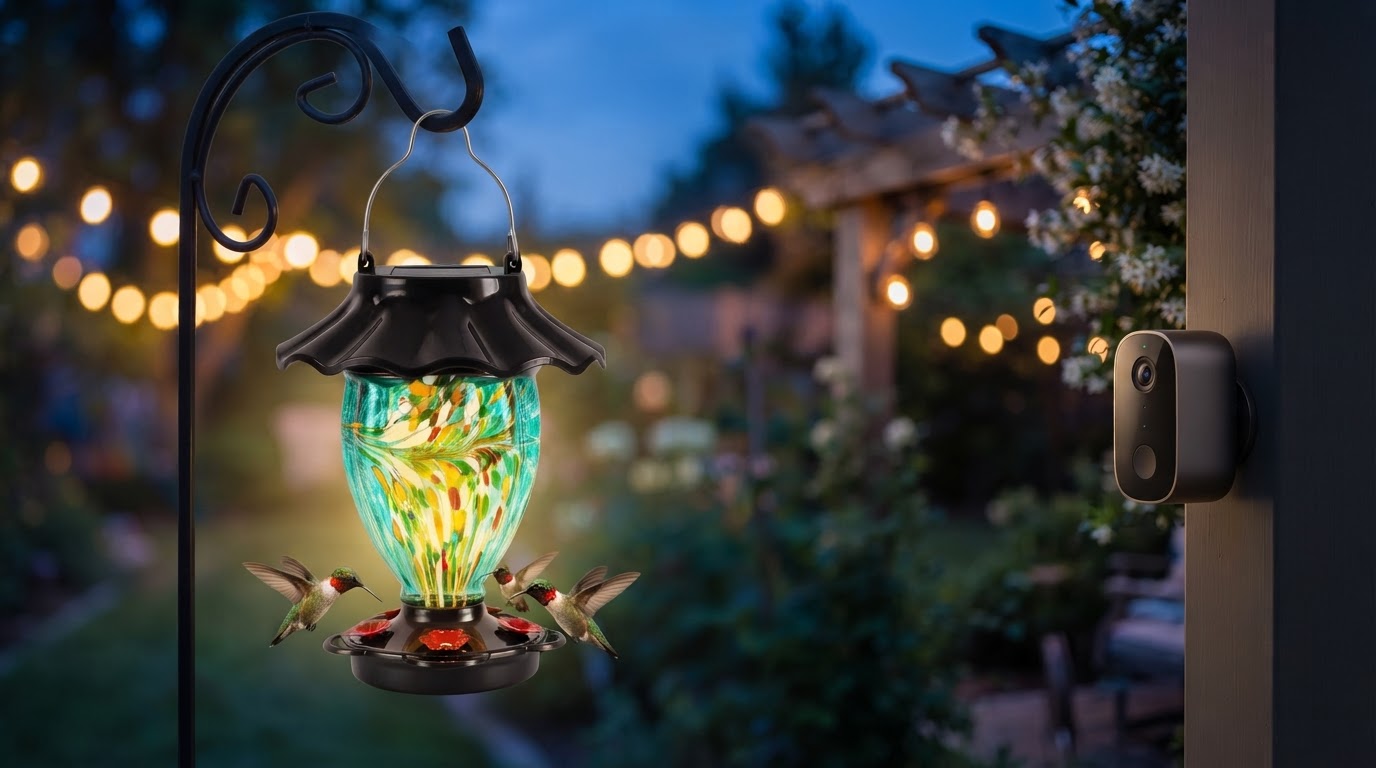 Smart Feeders vs. LUJII Solar Glass Hummingbird Feeders