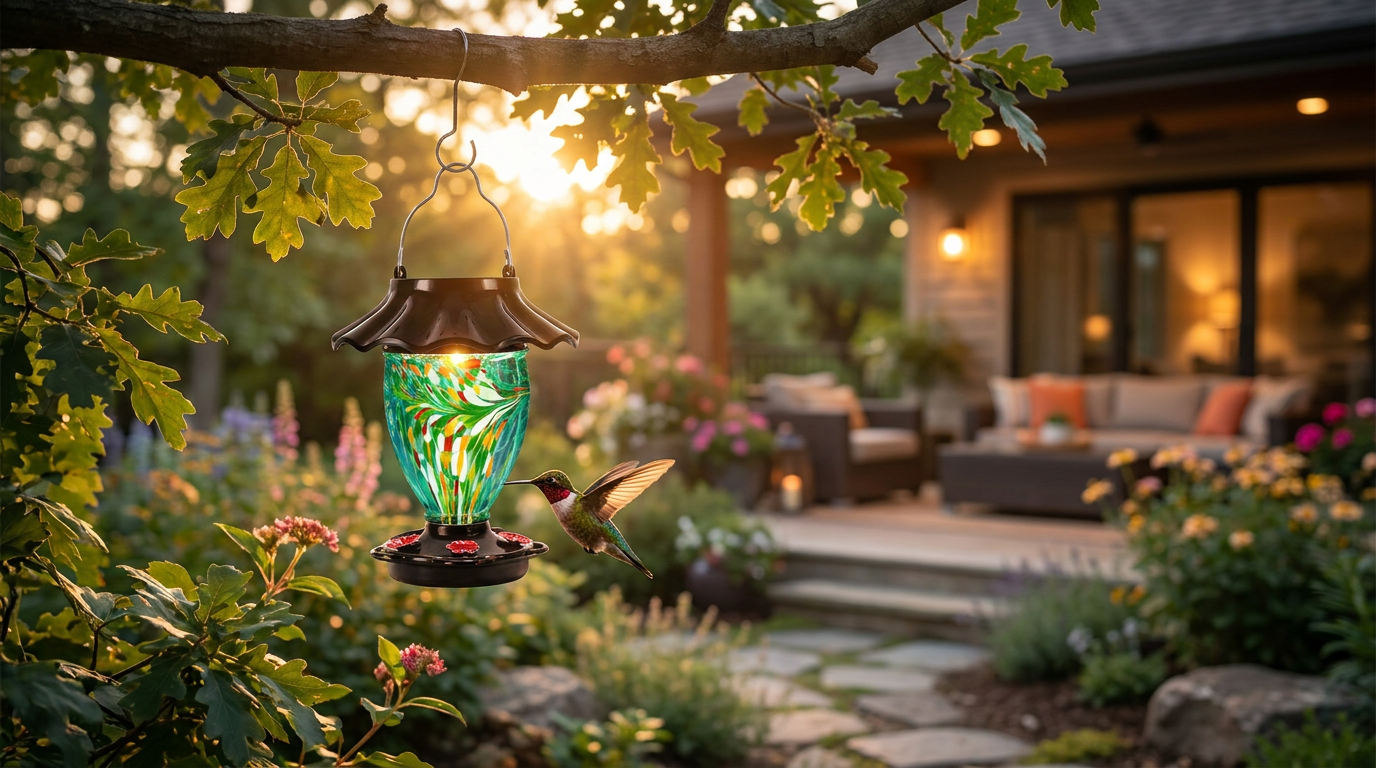 Solar Hummingbird Feeder Field Test of Lighted Glass Models