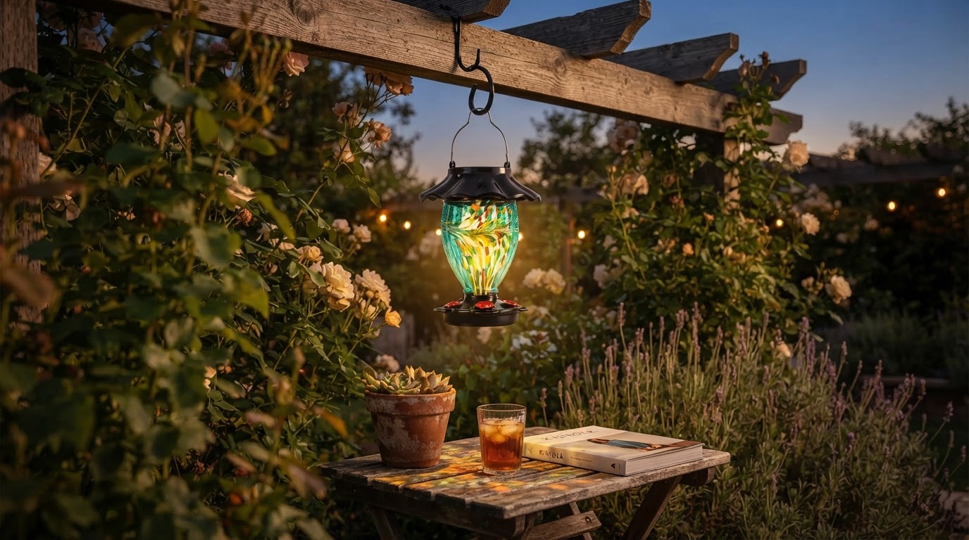Can a Solar Hummingbird Feeder function as a garden lantern?