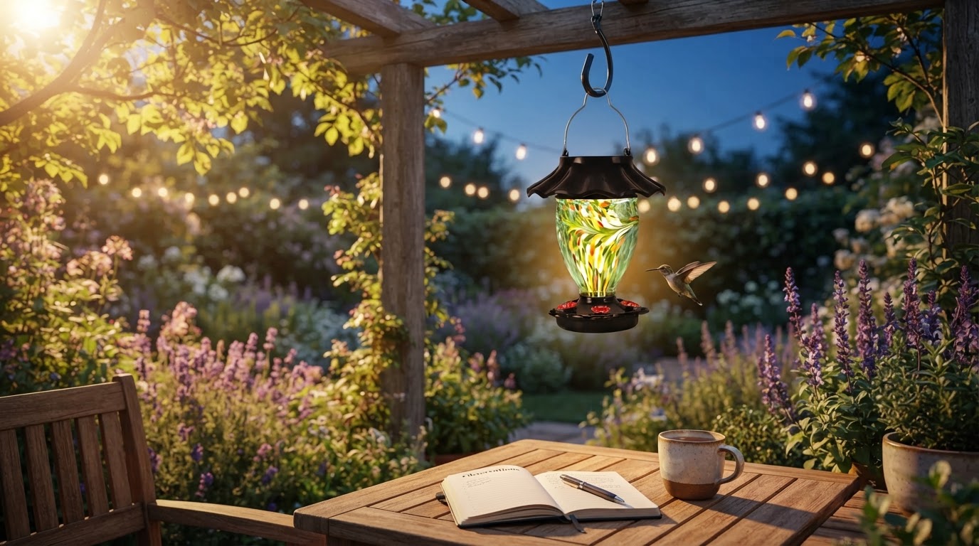 Solar Hummingbird Feeder Hanging Lantern Field Test
