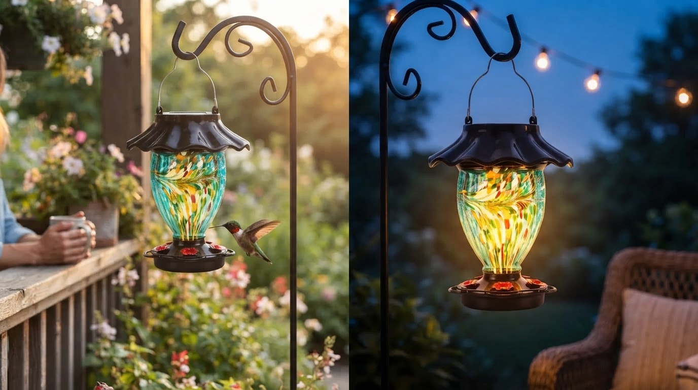 Why choose a solar powered glass hummingbird feeder?