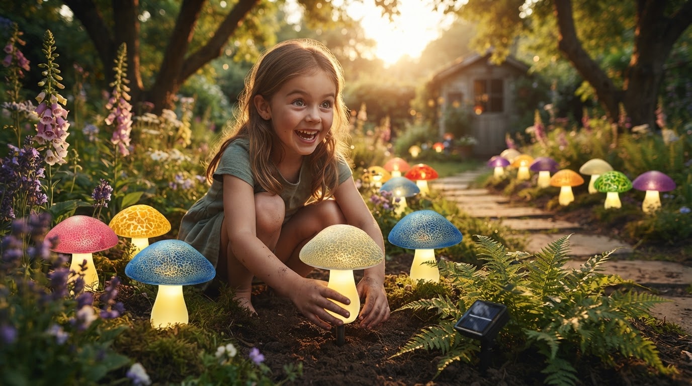 How do you install solar fairy mushroom stakes?