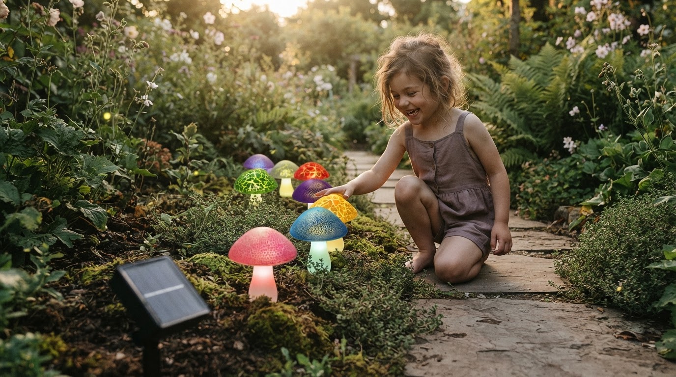 How do I install cute Solar Mushroom Lights for paths?