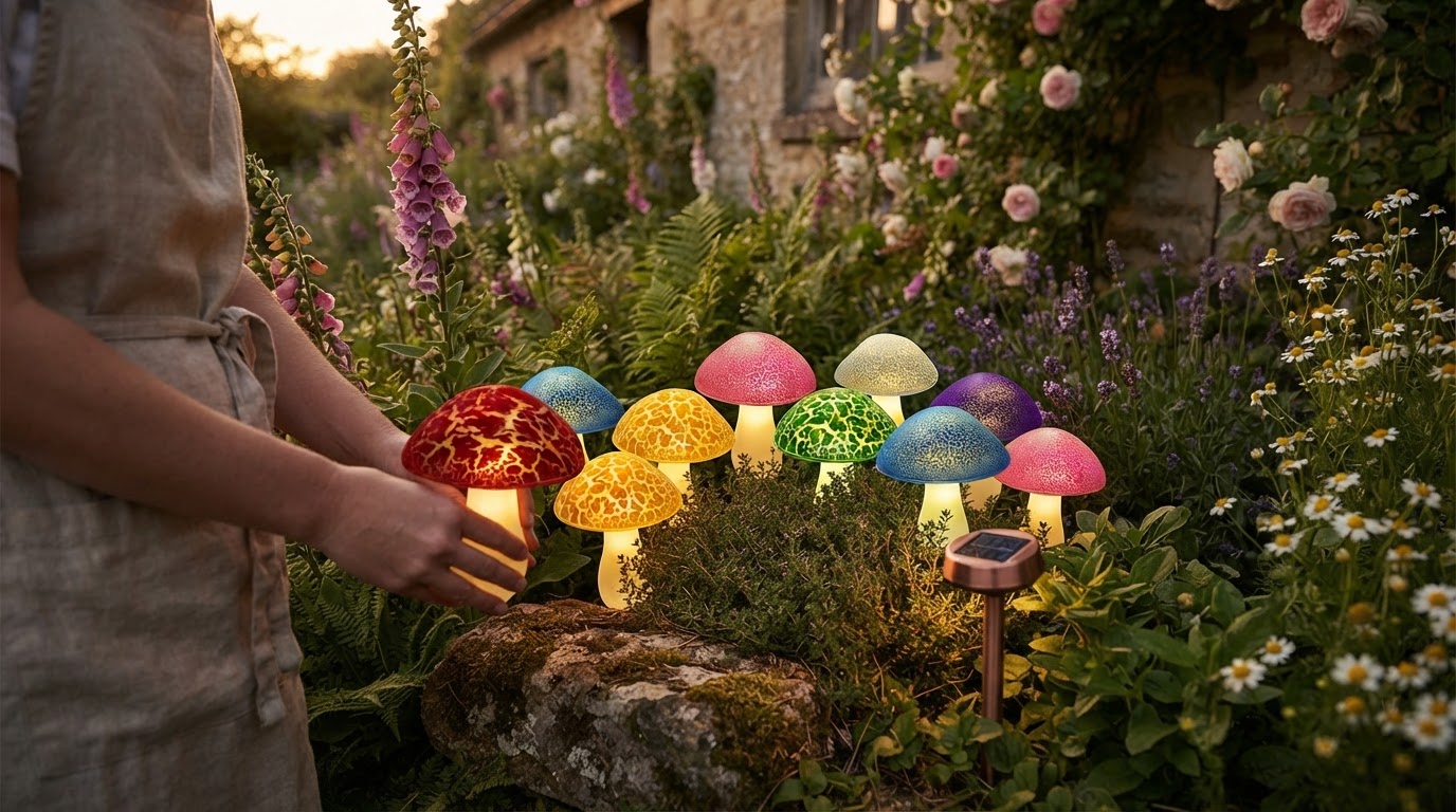 How do Solar Mushroom Lights fit a cottagecore garden?