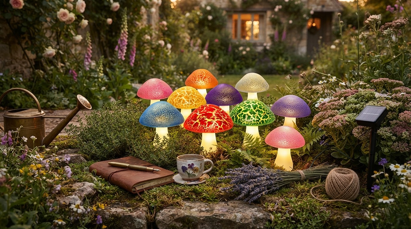 Solar Mushroom Lights for Cottagecore Garden Landscapes