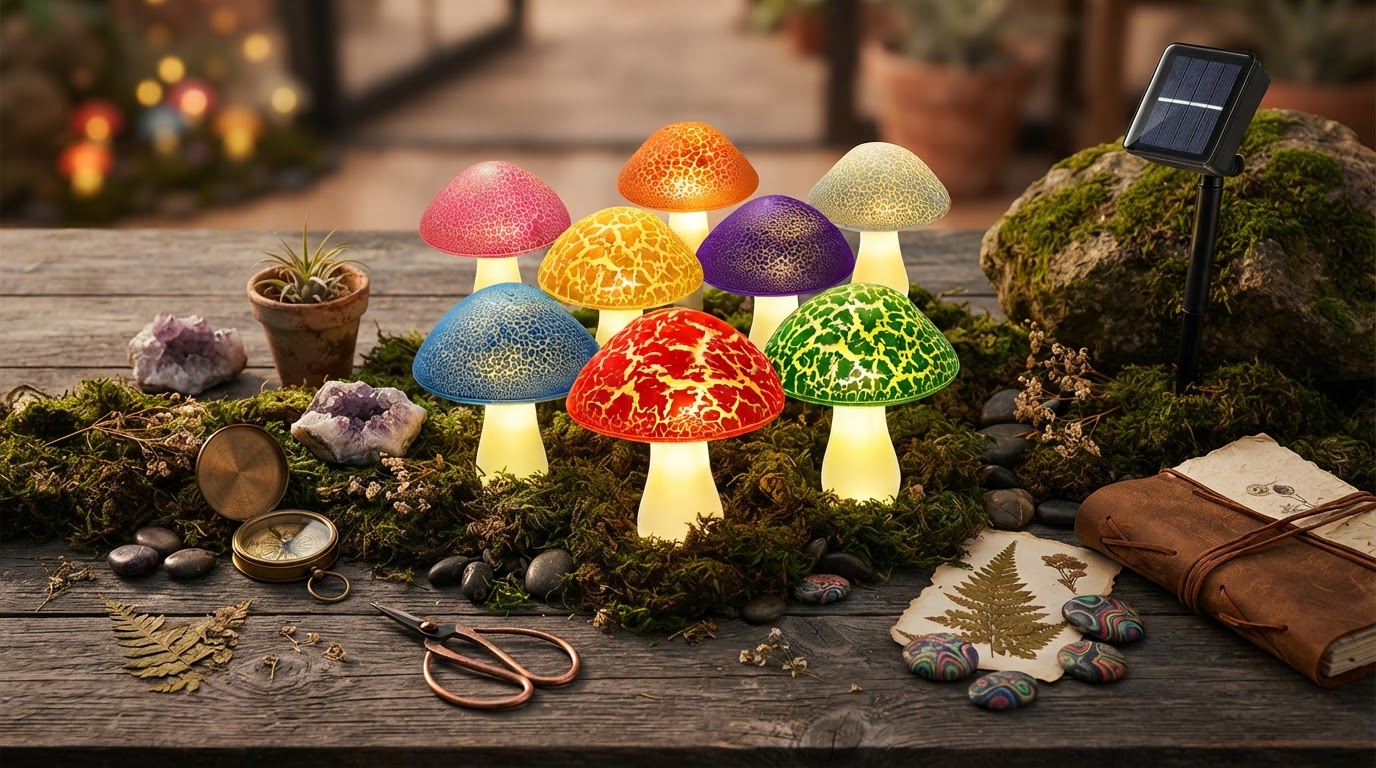 Solar Mushroom Lights for Trippy Garden Aesthetics