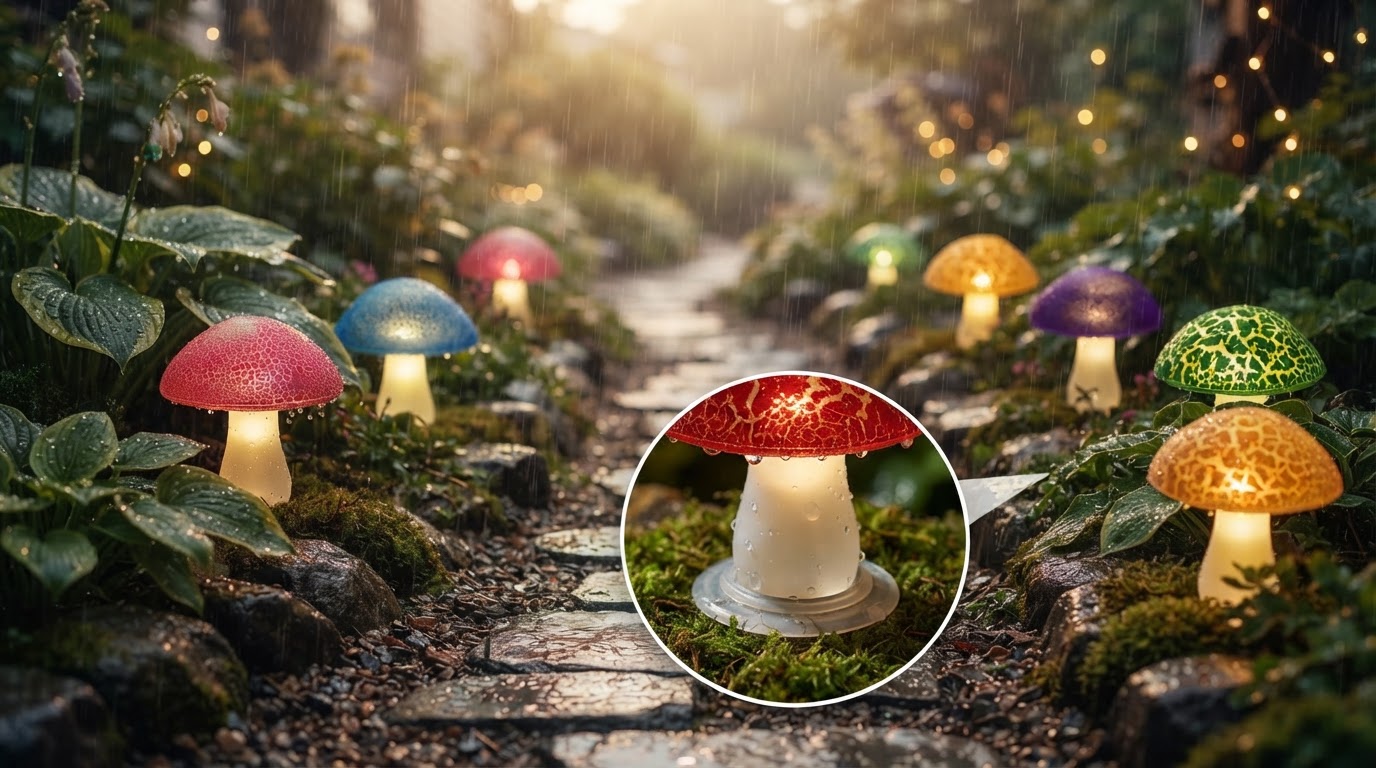 Can Solar Mushroom Lights handle heavy rain on pathways?