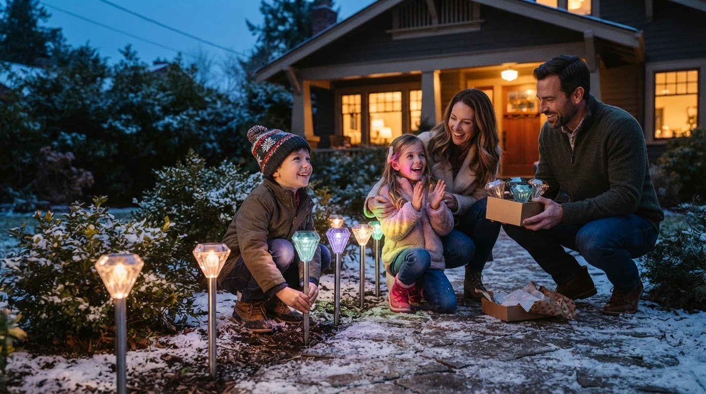 How to deploy Solar Garden Color Lights for holiday decor?