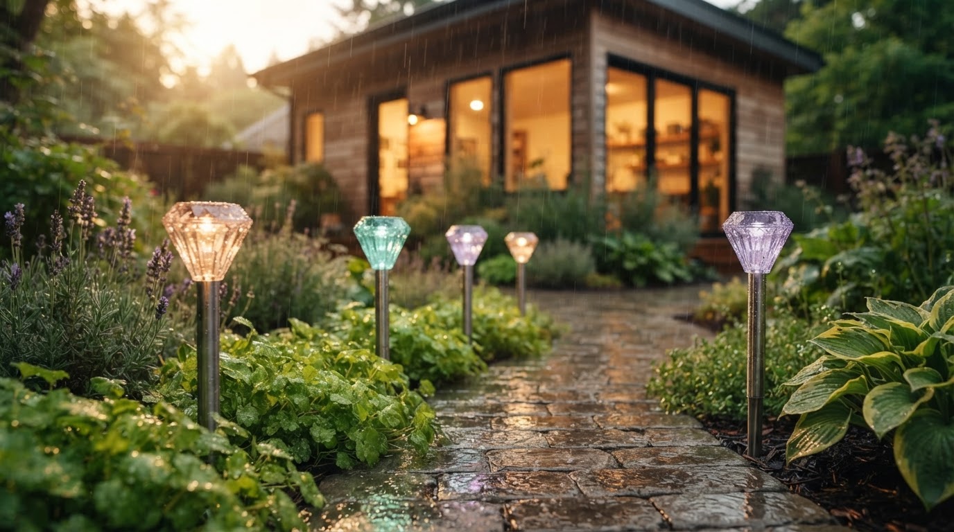 How do Solar Garden Color Lights handle weather changes?