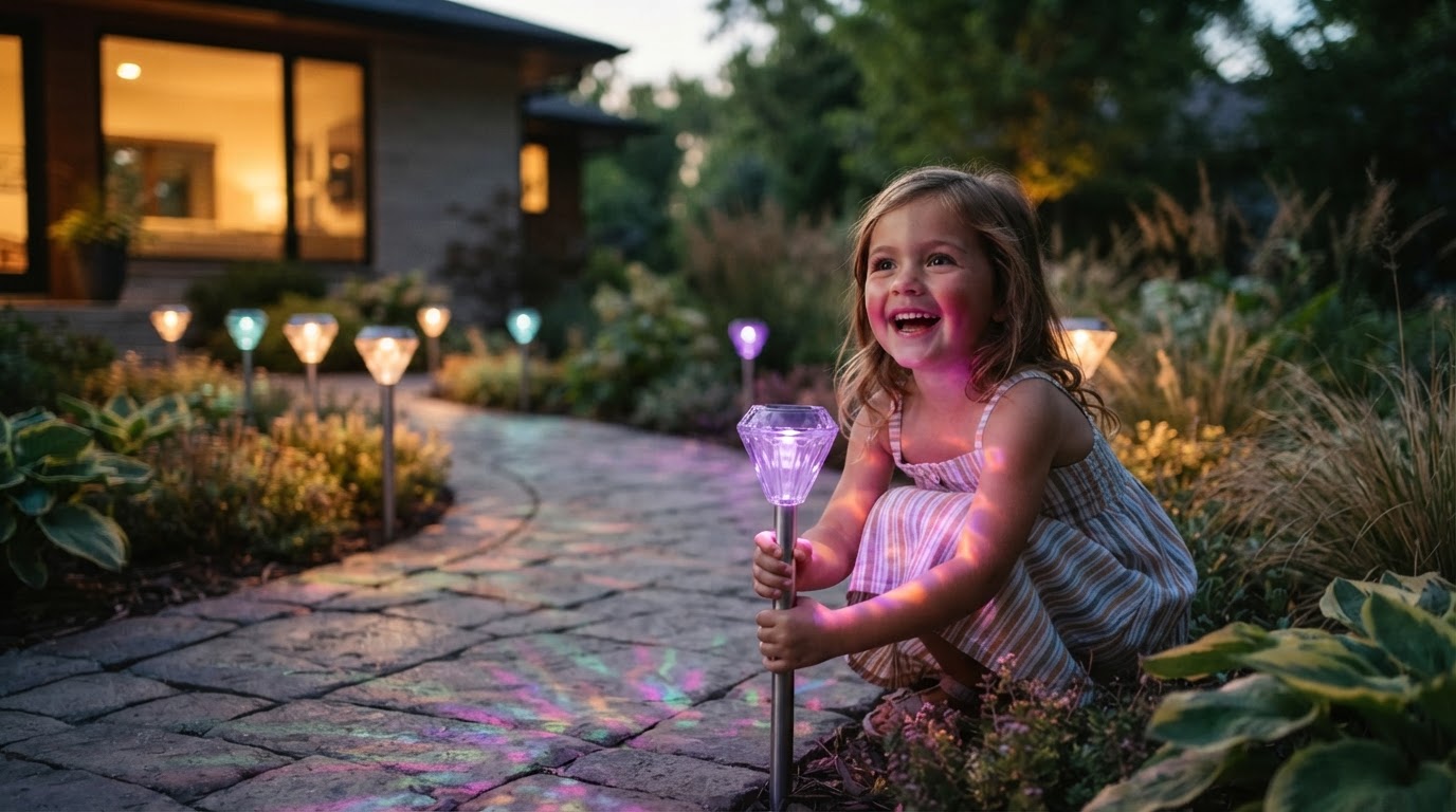 How to design solar landscape lighting with multi color?