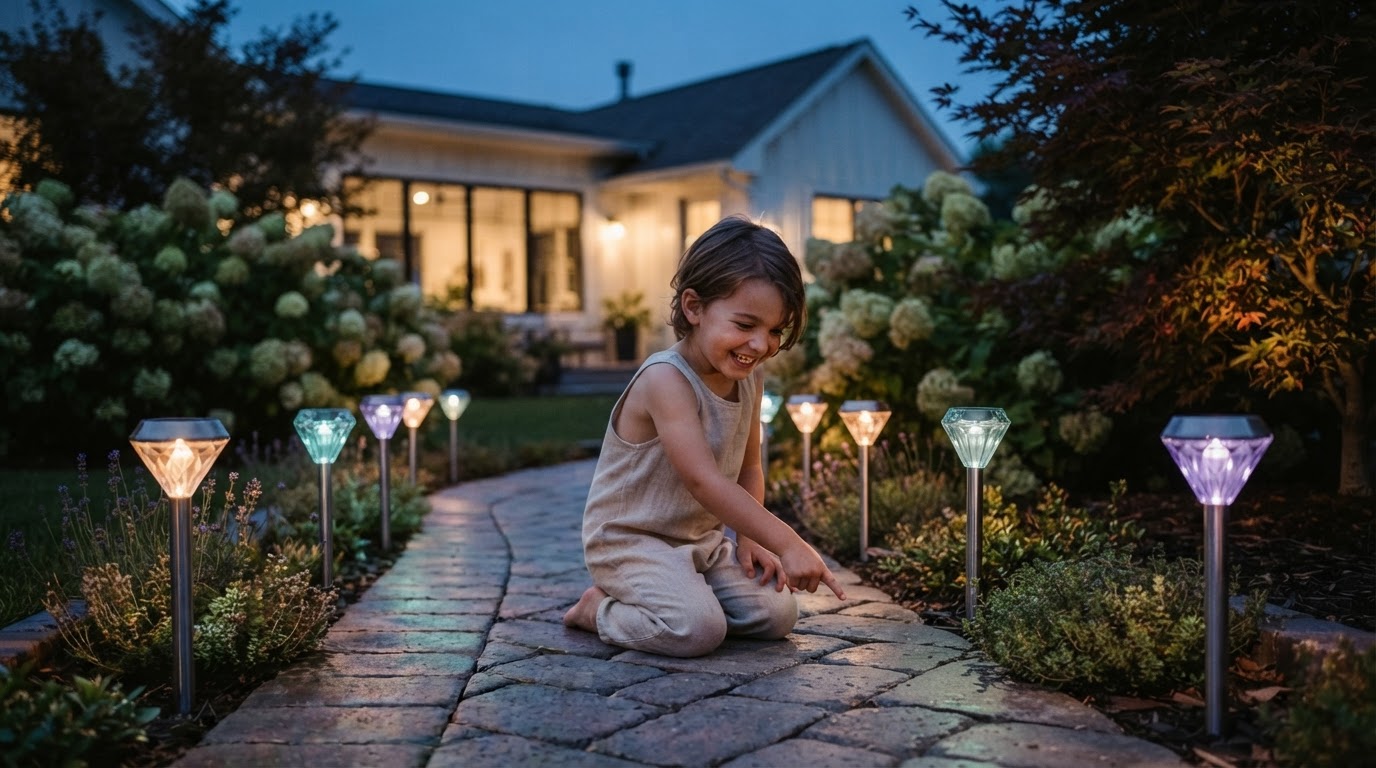 How to set up Solar Garden Color Lights for pathways?