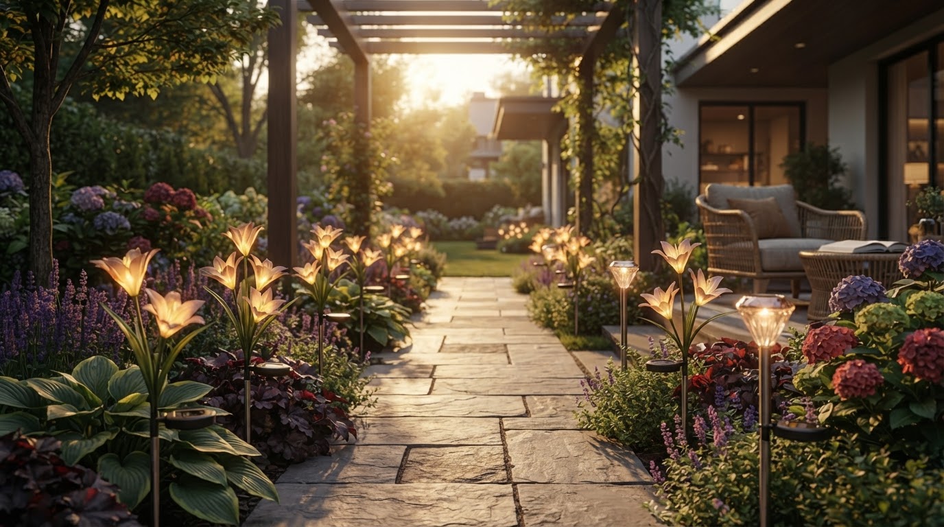 KuBace Lily Light Discounts vs. Solar Garden Color Lights