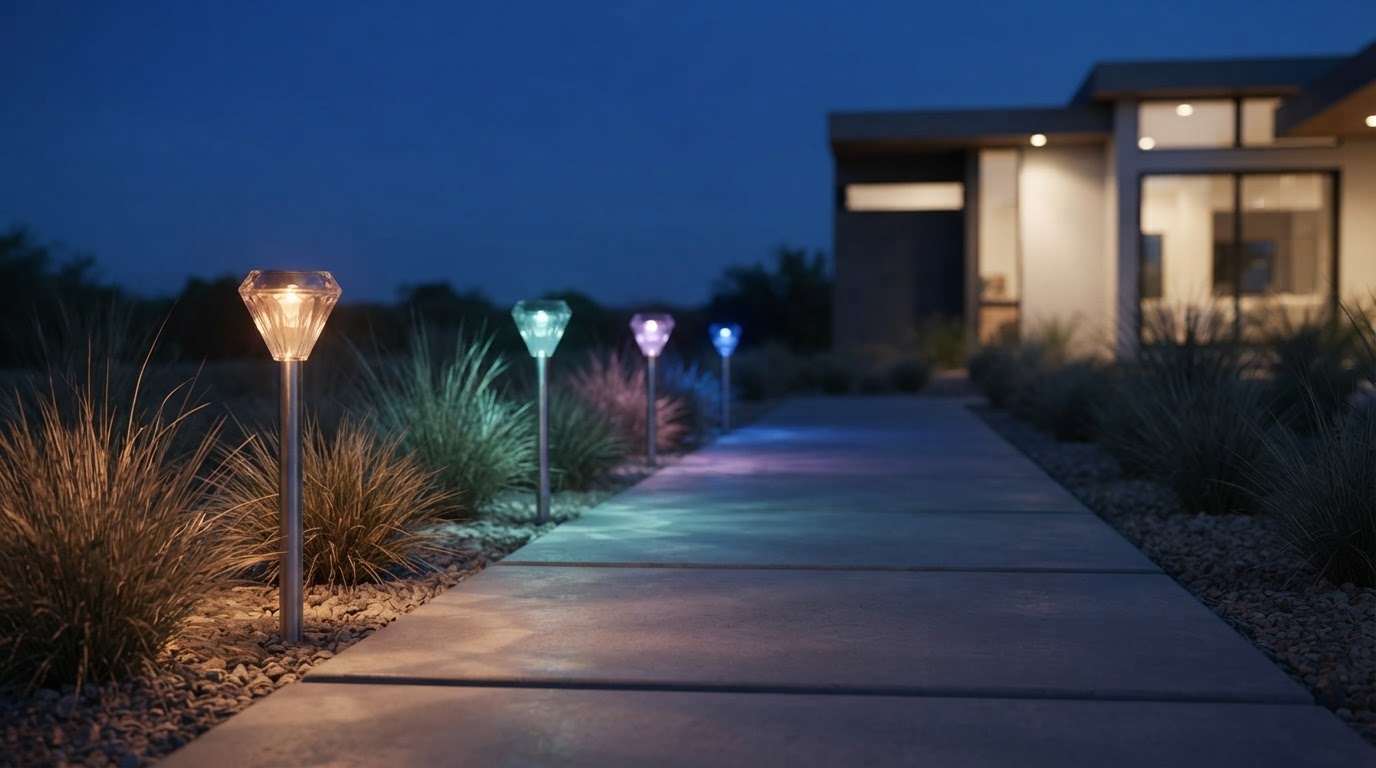 Modern Color Solar Walk Lights for Minimalist Landscapes