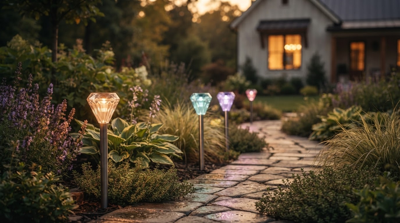 How do Solar Garden Color Lights manage battery drain?