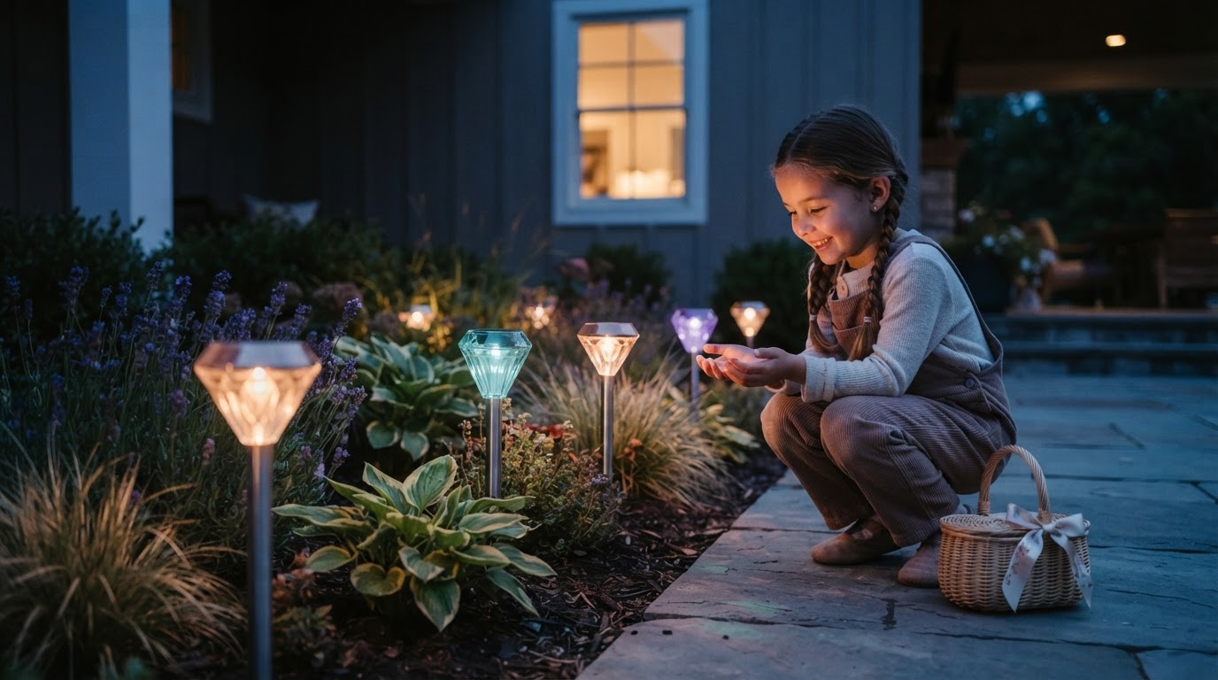 Lighting Flower Beds with Solar Garden Color Lights