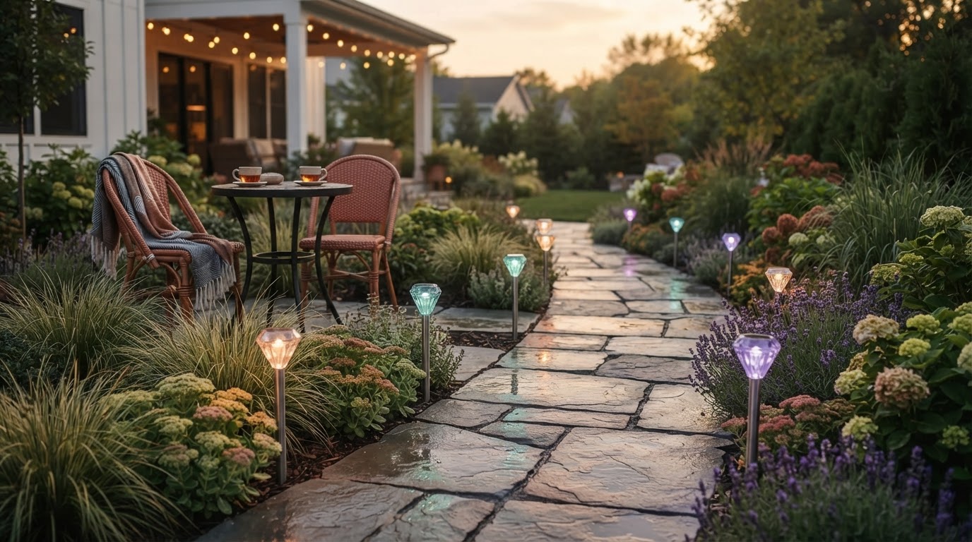 Solar Garden Color Lights for Multi Color Pathway Design