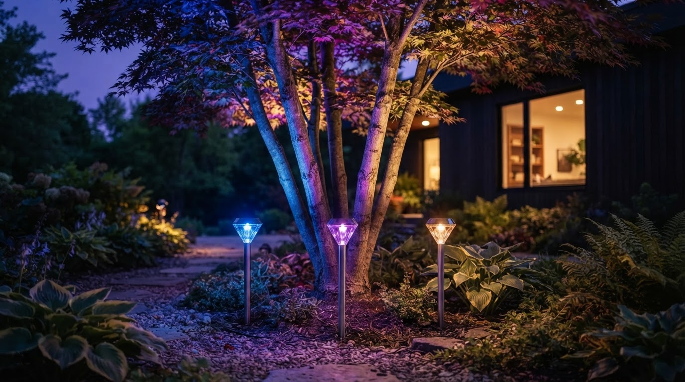 Can Solar Garden Color Lights illuminate tall trees?