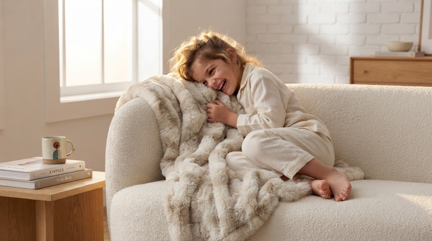 A 4-Step Setup for Faux Rabbit Fur Throw Blanket Styling