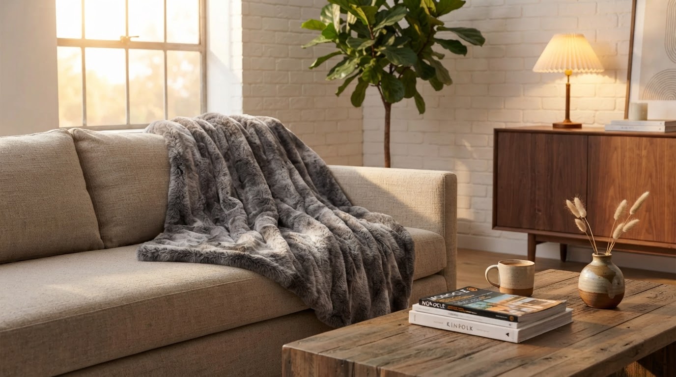 Why choose a grey Faux Rabbit Fur Throw Blanket?