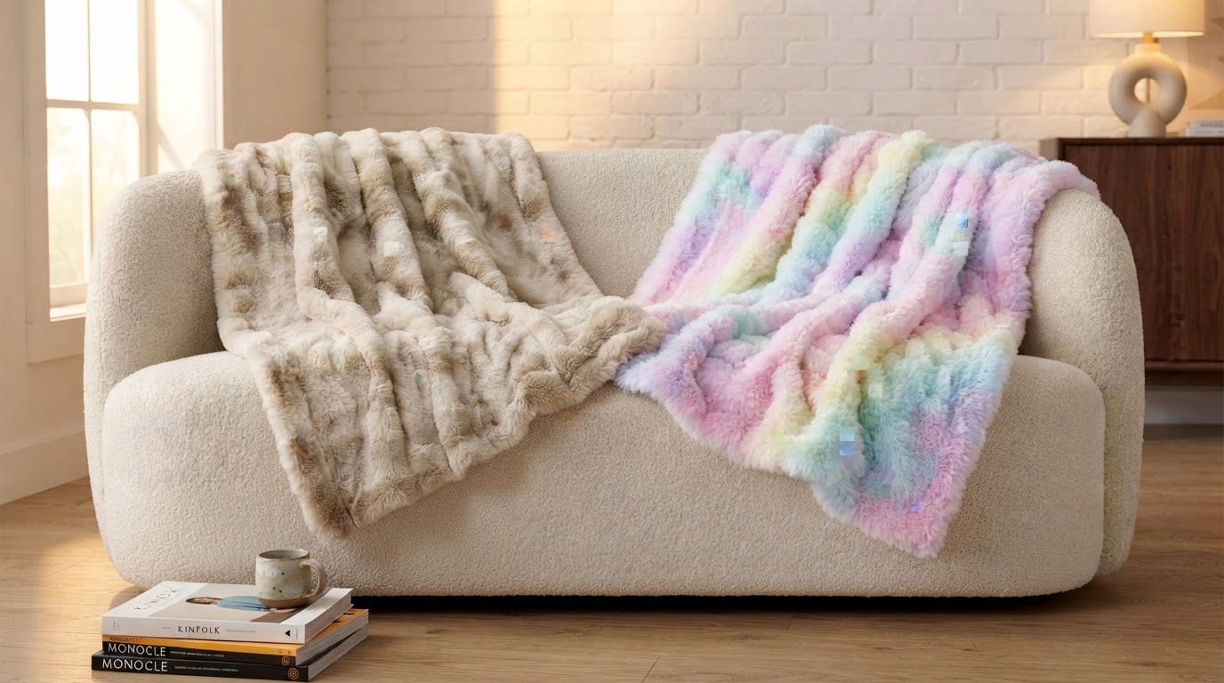 Faux Rabbit Fur Throw Blanket Material Comparison