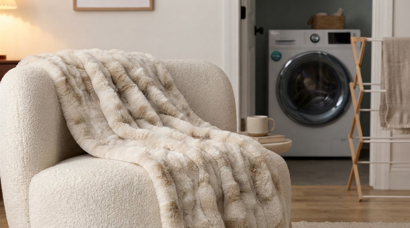 Can I wash a Faux Rabbit Fur Throw Blanket at home?