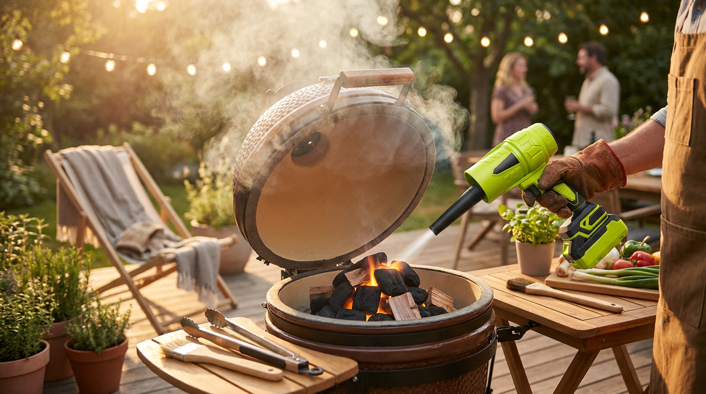 How do I use a Jet Blower to light BBQ charcoal?