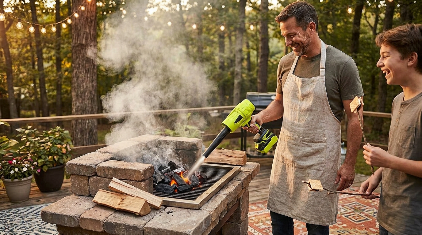 How does a Jet Blower improve BBQ fire starting?