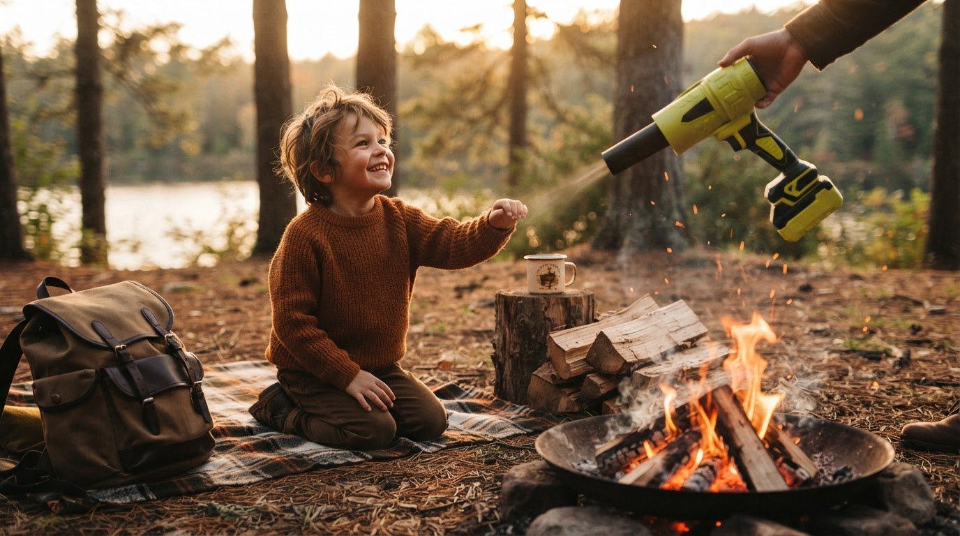 Can a Jet Blower safely start a campfire?