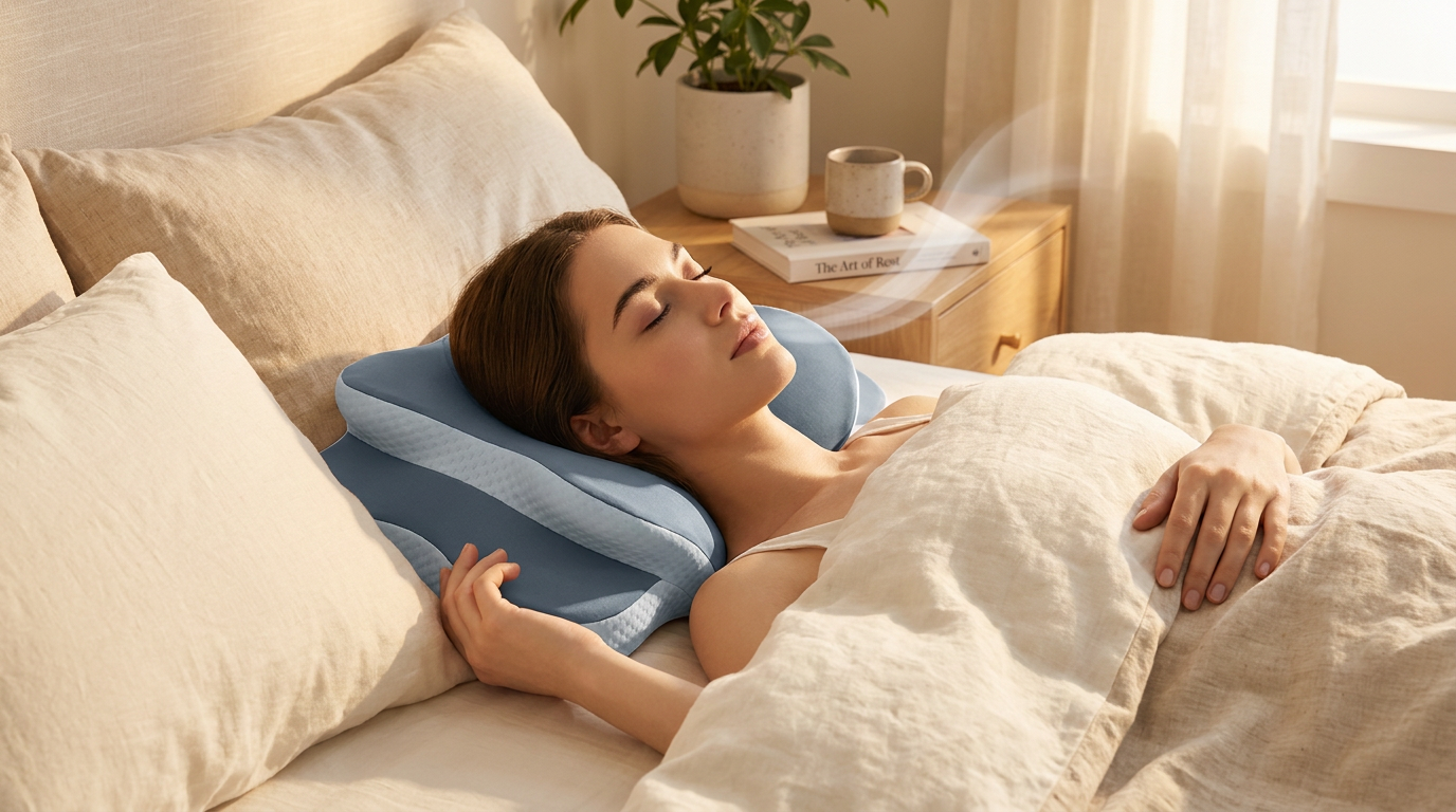 Airway Alignment with Memory Foam Cervical Pillow Neck Pain Relief