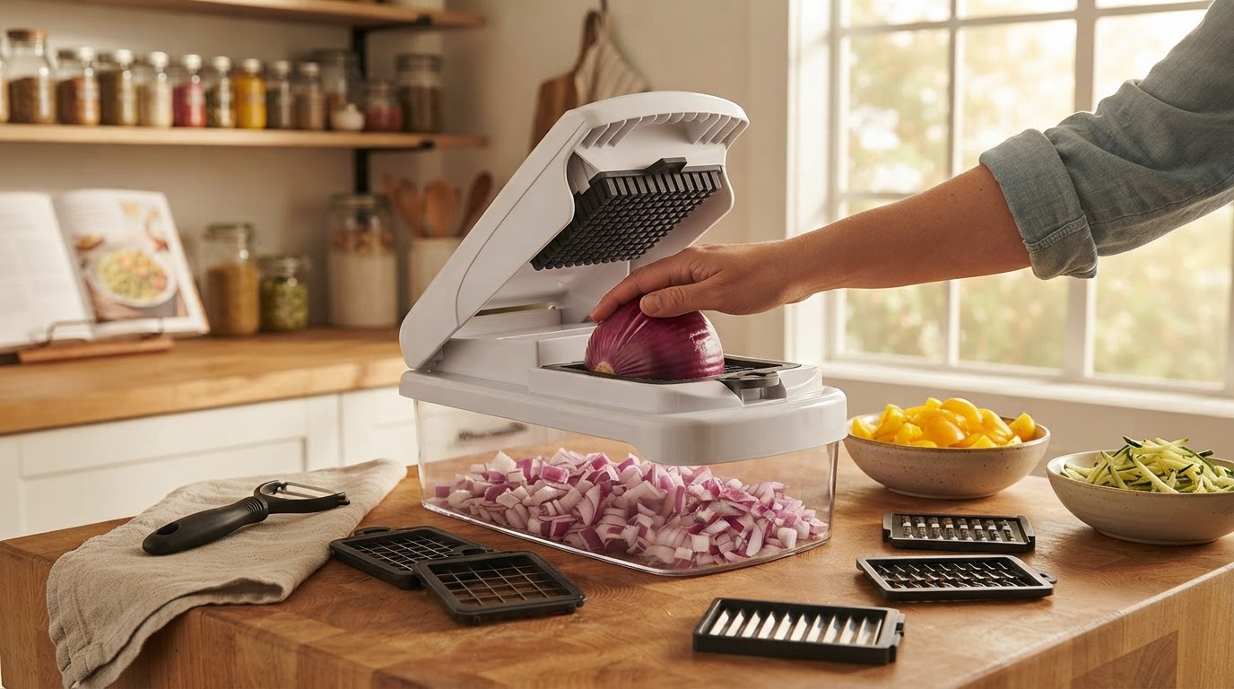 How do you use a Vegetable Chopper Set of 15 manual kit?