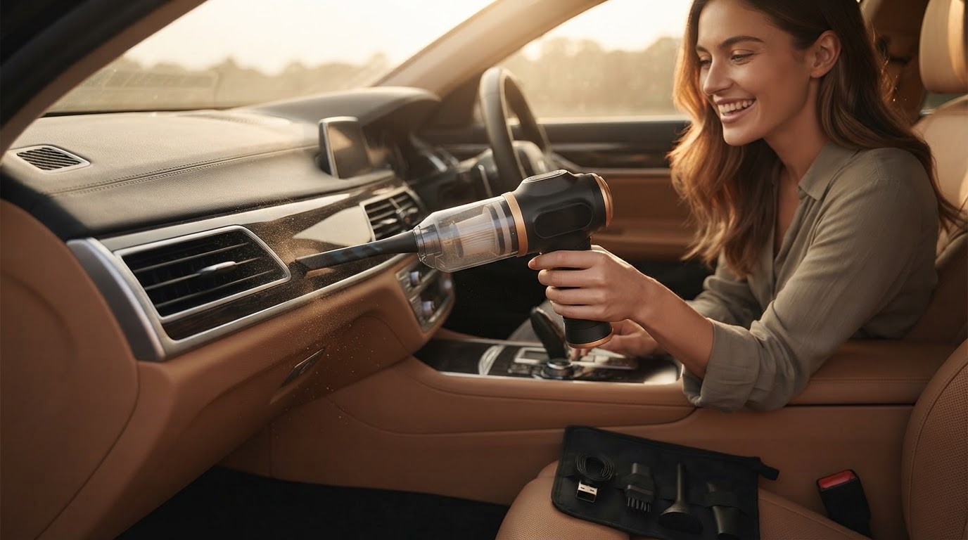How do I detail car vents with a 6-in-1 Portable Vacuum?