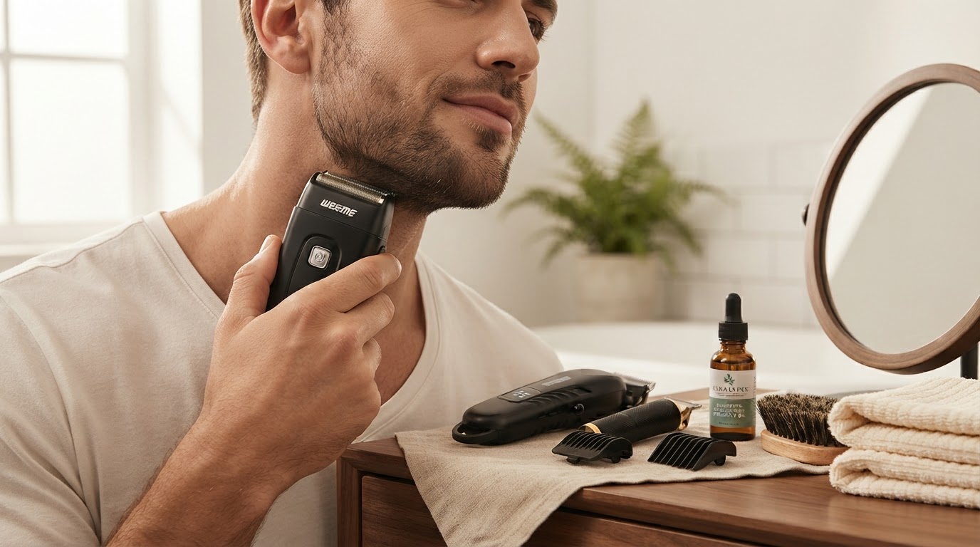 Painless Neck Grooming with Men Electric Shaver