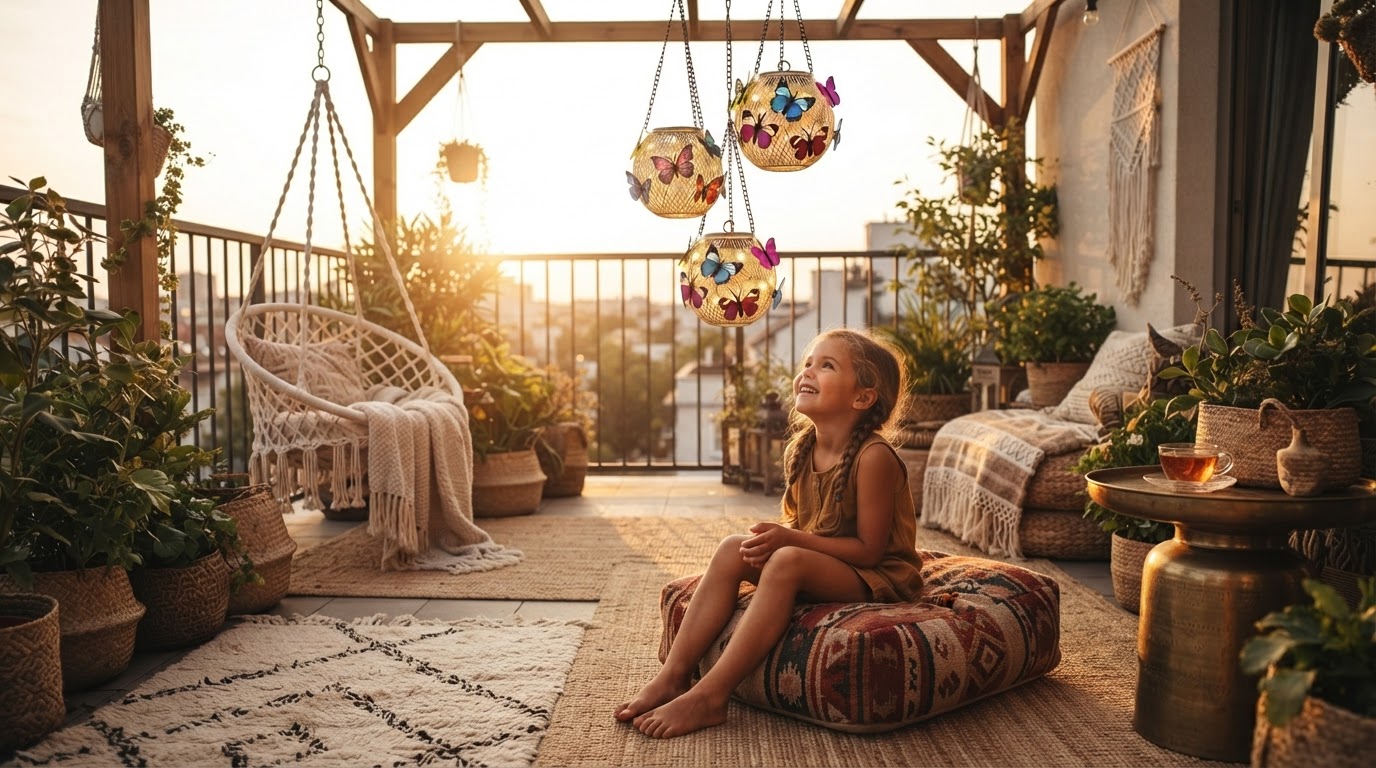 How to design a bohemian balcony with Solar Moroccan Lanterns