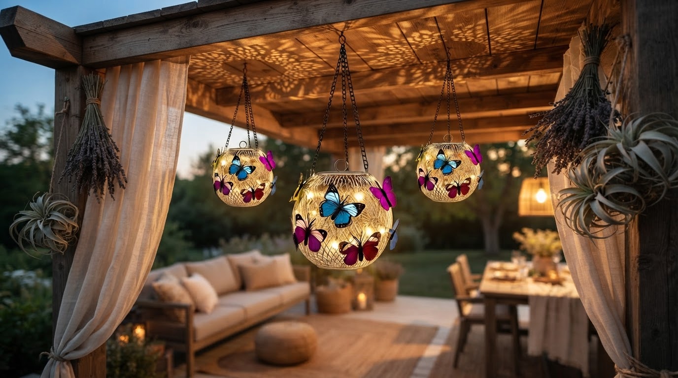 Hanging Solar Moroccan Lanterns for Pergola Structures