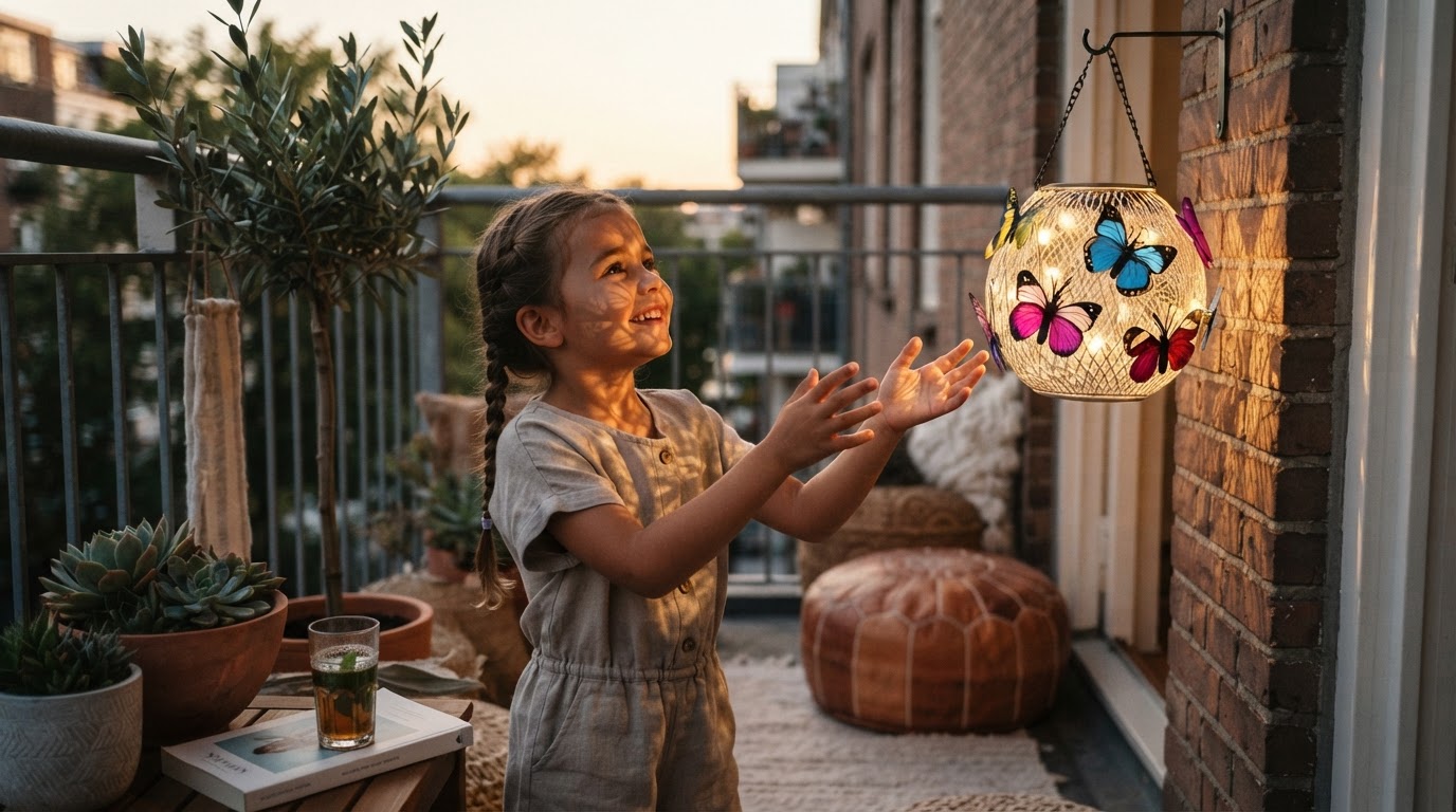 How do Solar Moroccan Lanterns transform a small balcony?