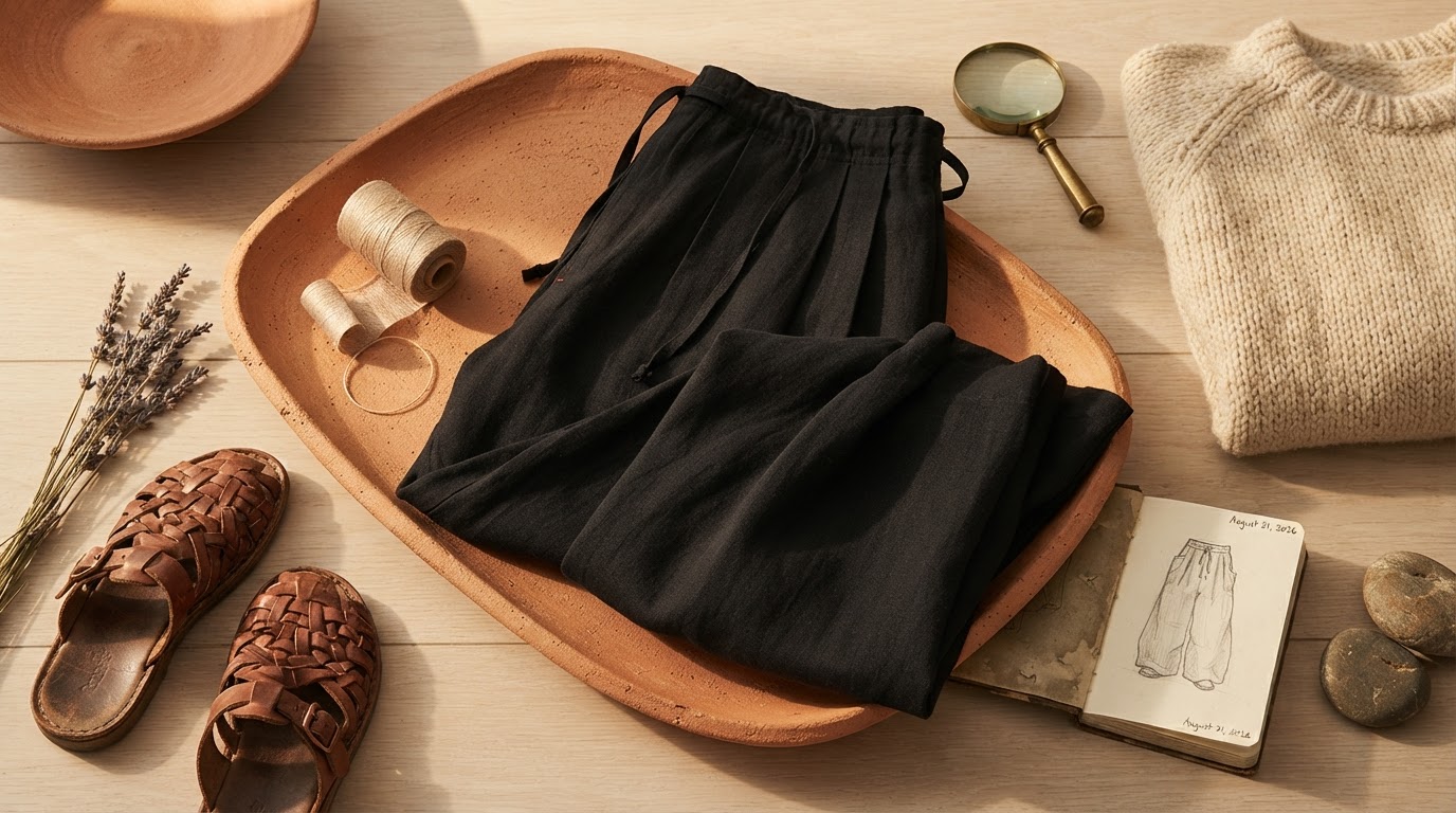 Mastering the Boho Aesthetic With Flax Pleated Wide Pants