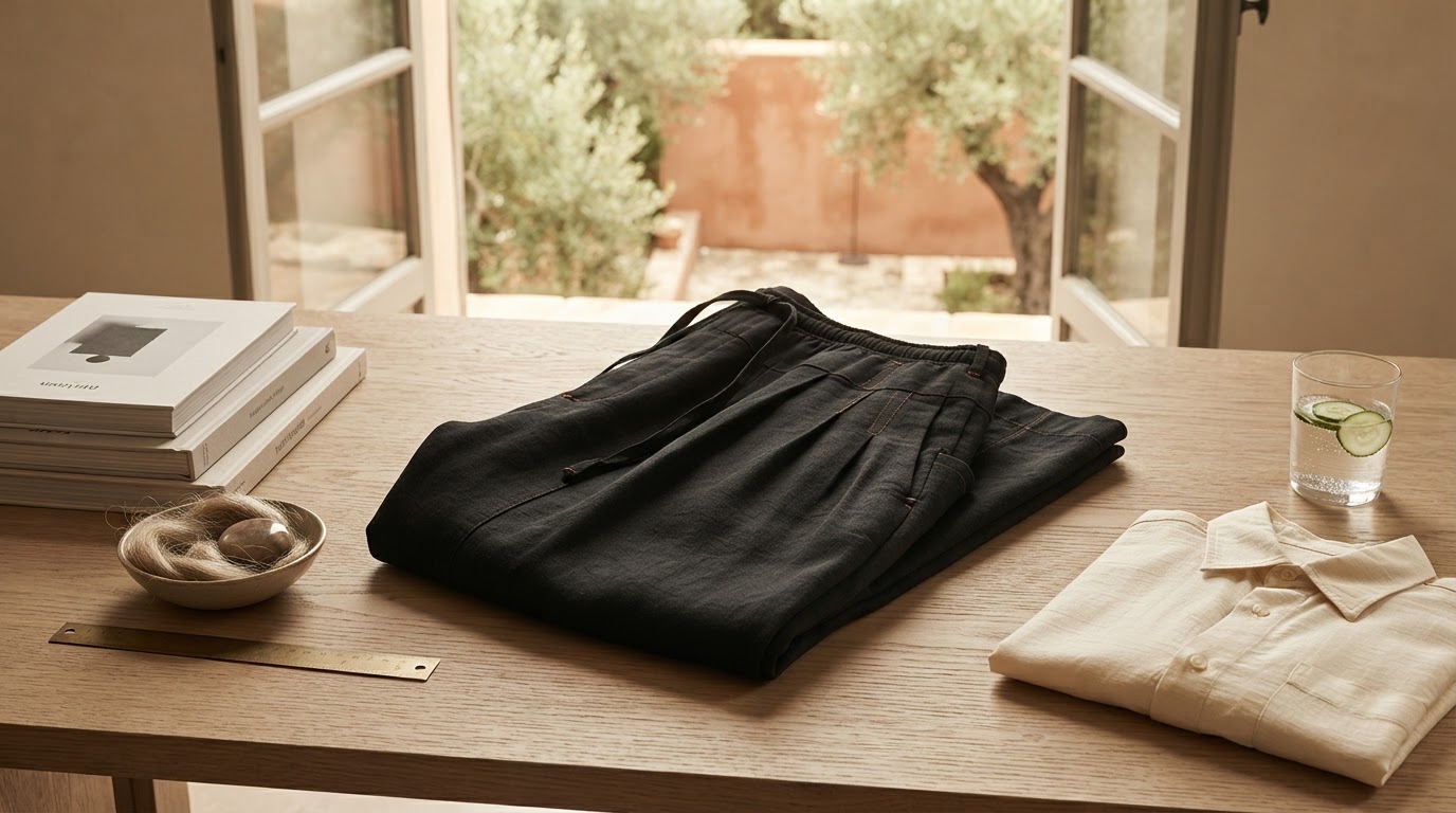 Optimizing Airflow with Flax Pleated Wide Pants With Drawstrings